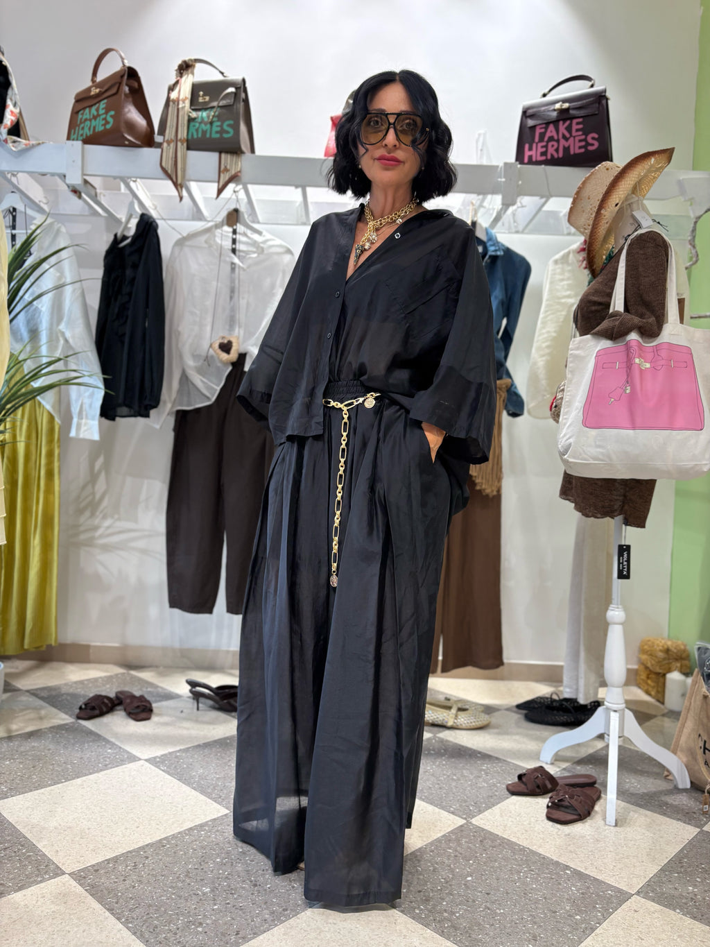 Coordinato Camicia Oversize & Pantalone Palazzo