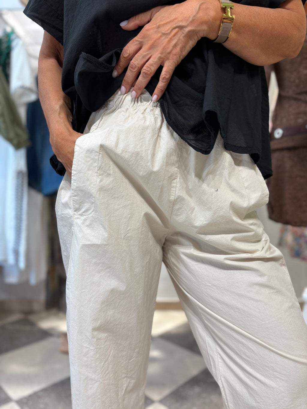 Pantalone in cotone con elastico in vita