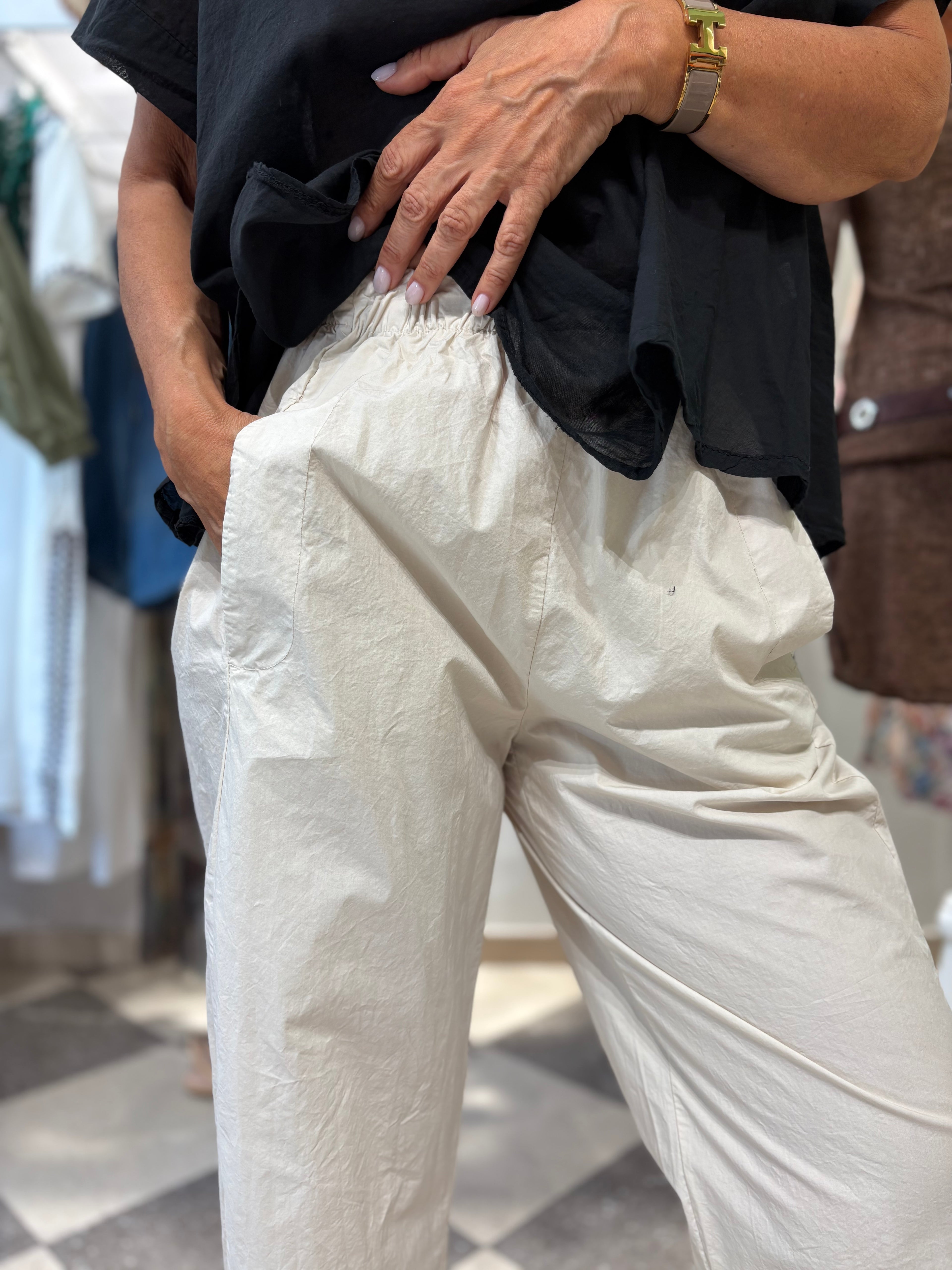 Pantalone in cotone con elastico in vita