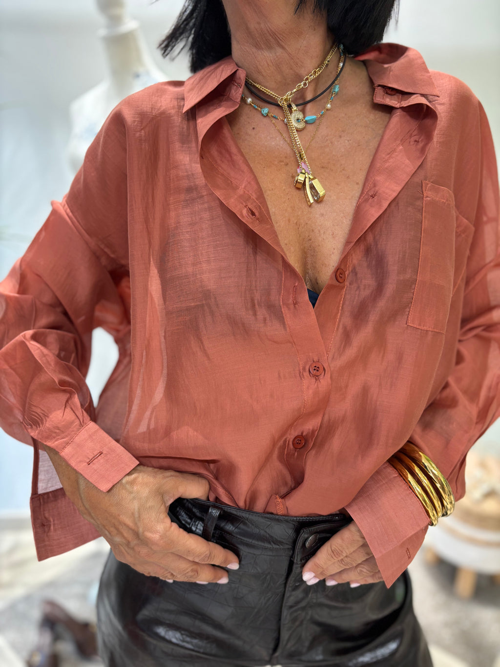 Camicia ultra light - zucca