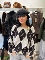 Maglione girocollo struttura rombi