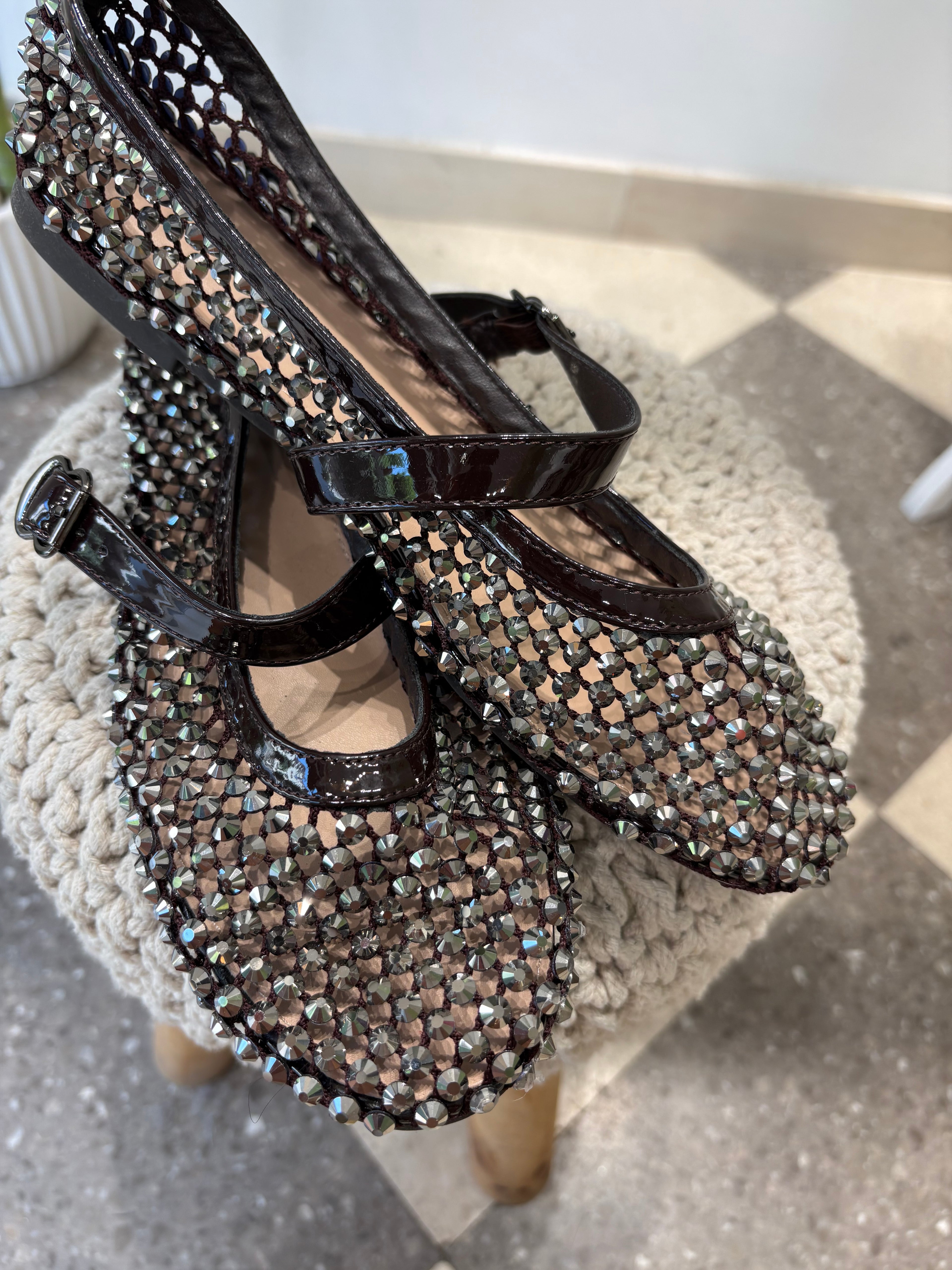 Ballerine gioiello marrone scuro