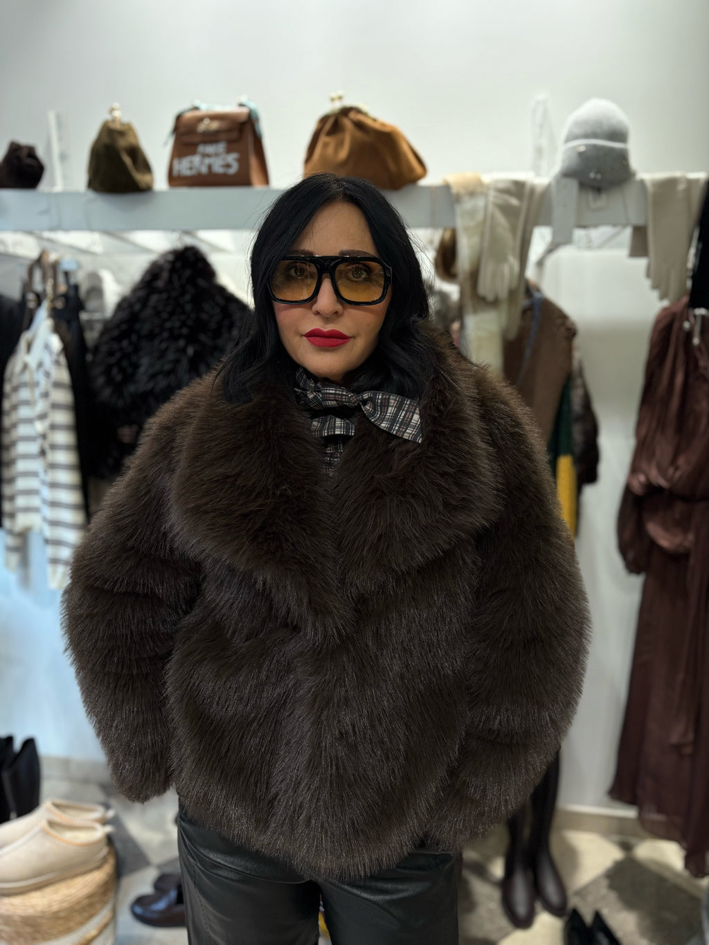 Eco fur collo sciallato