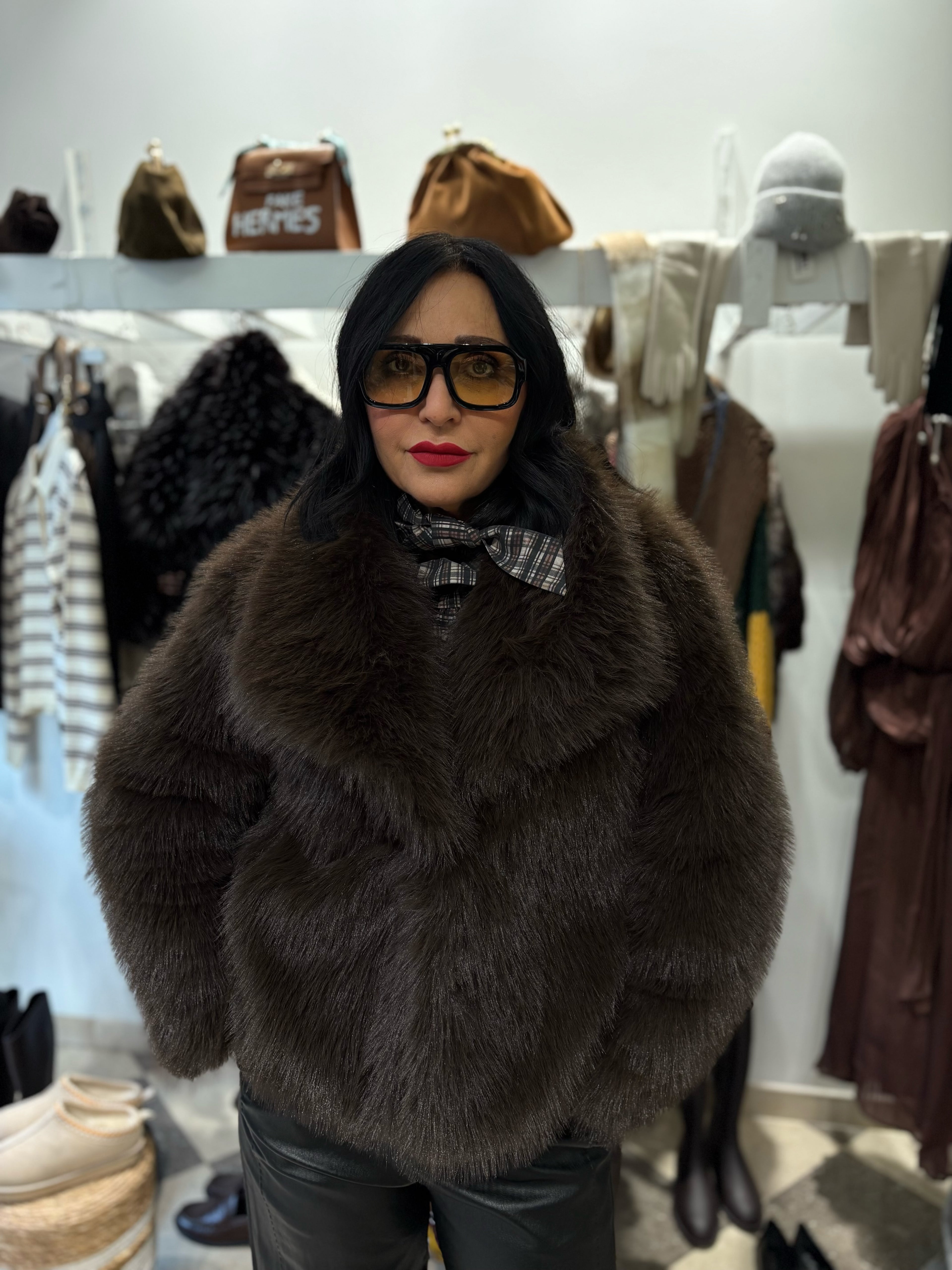 Eco fur collo sciallato