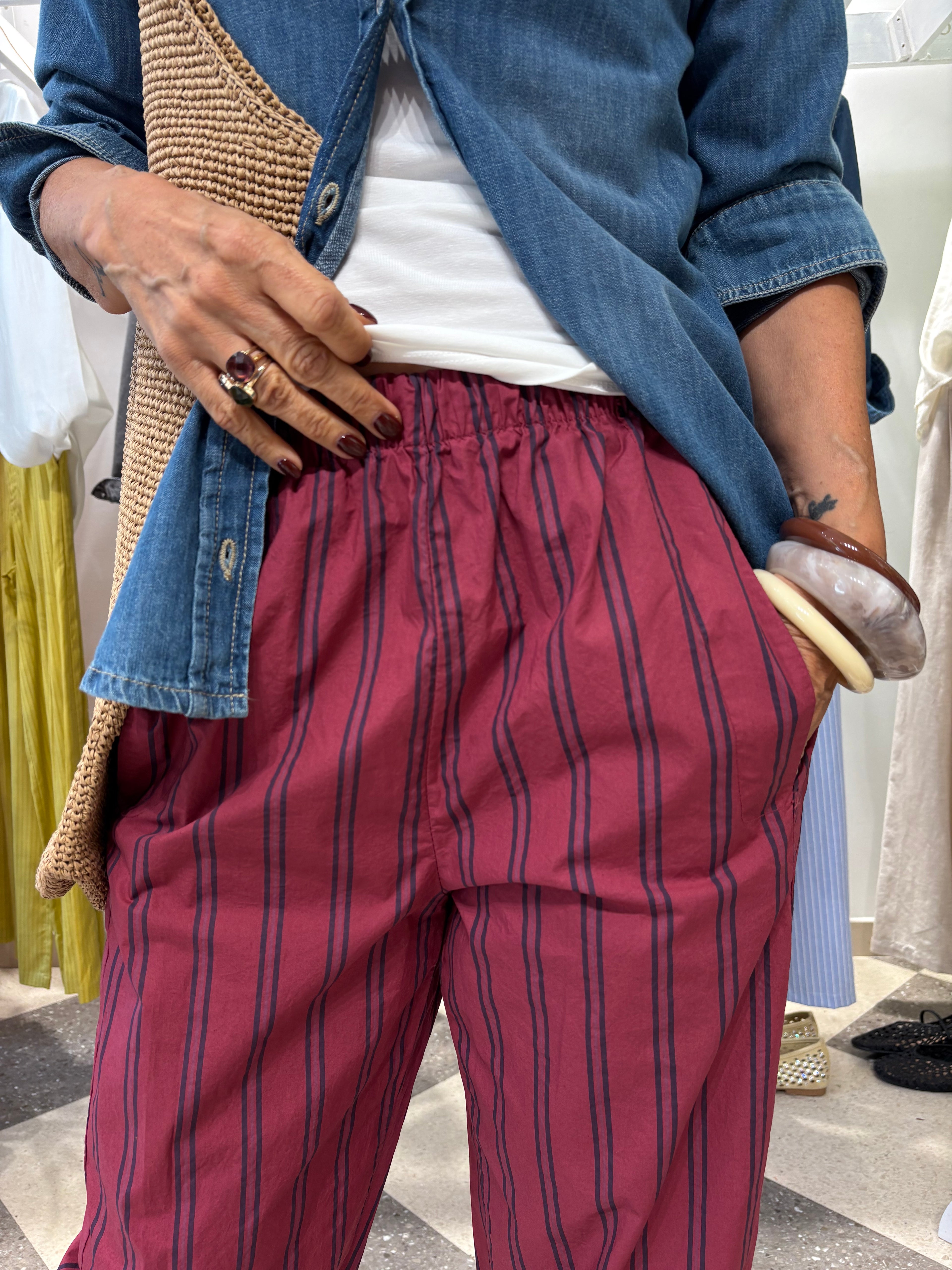 Pantalone in cotone con elastico in vita