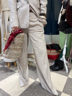 Motel | pantalone palazzo beige check