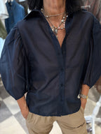 Camicia ultra light manica a sbuffo blu