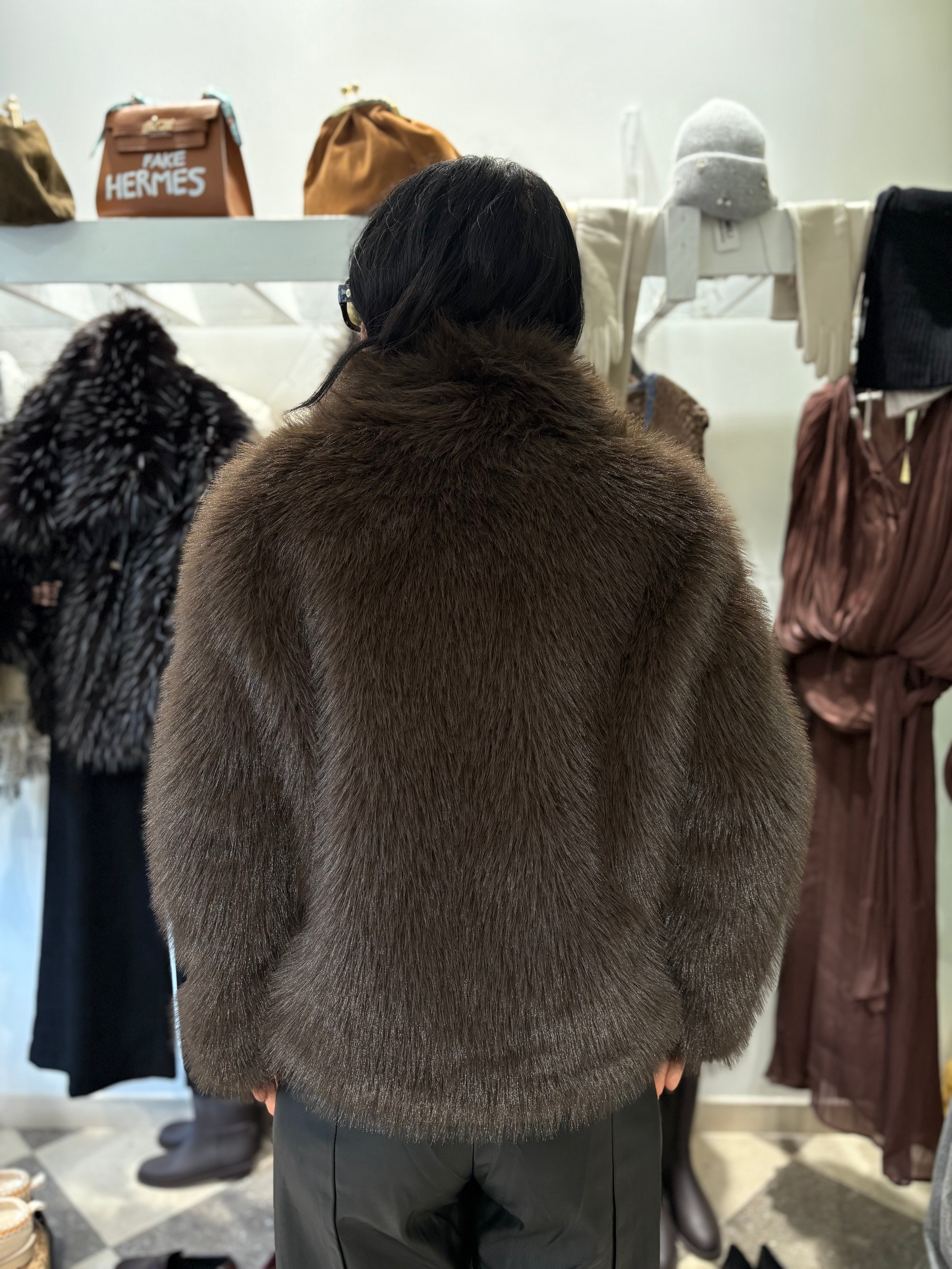 Eco fur collo sciallato