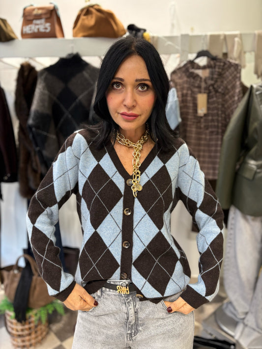 Cardigan rombi con bottoni