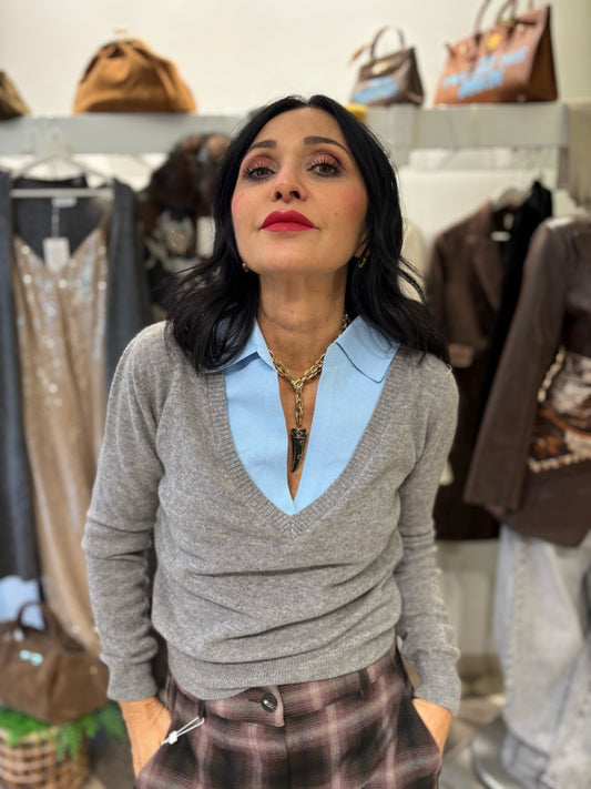 Motel maglioncino con dettaglio collo a camicia