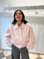 Bomber rosa effetto pelle