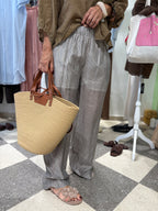 Pantalone palazzo riga naturale