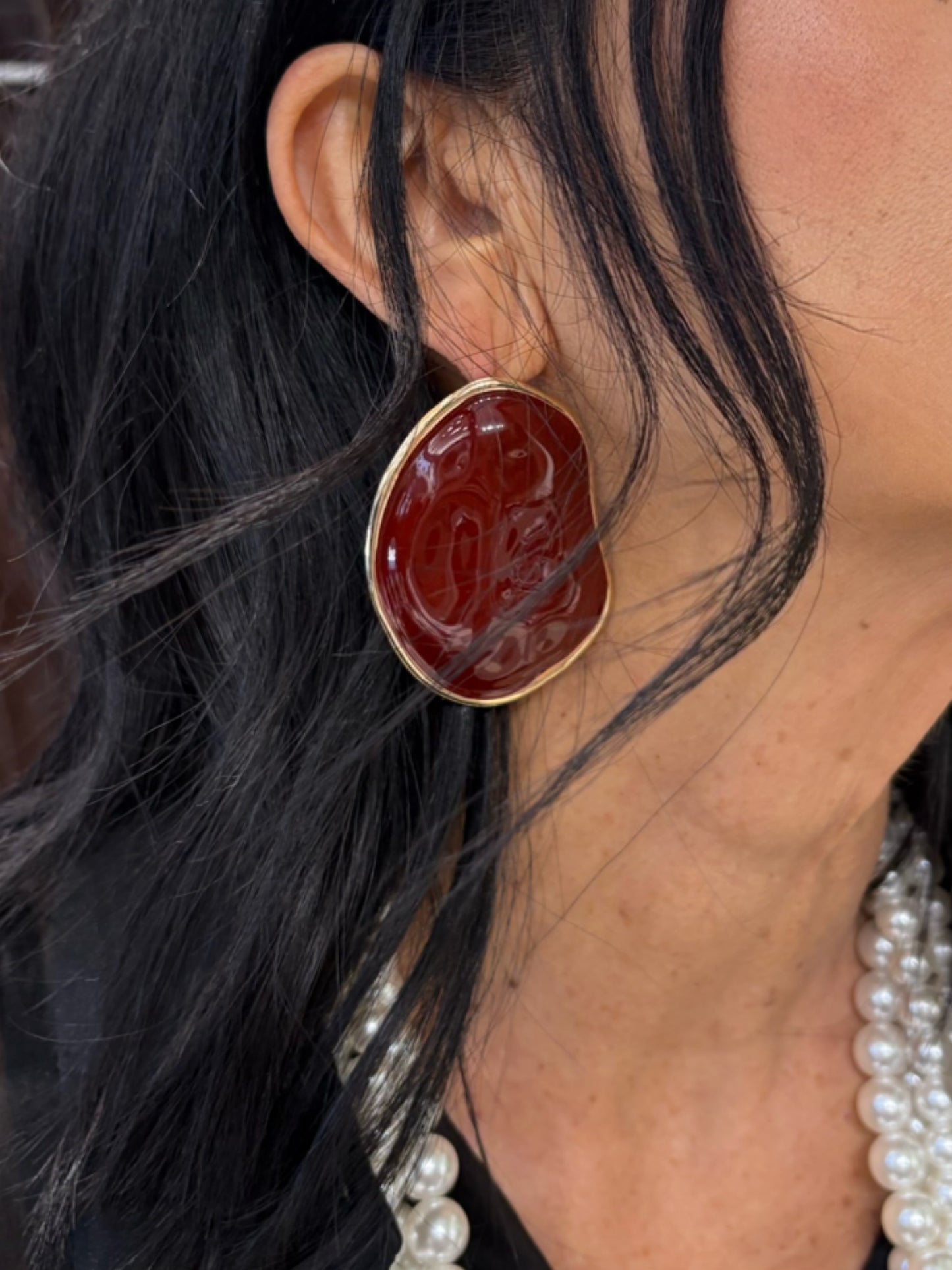 Orecchini burgundy smaltati