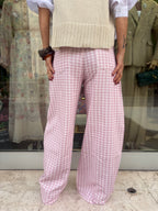 Pantalone barrel check rosa