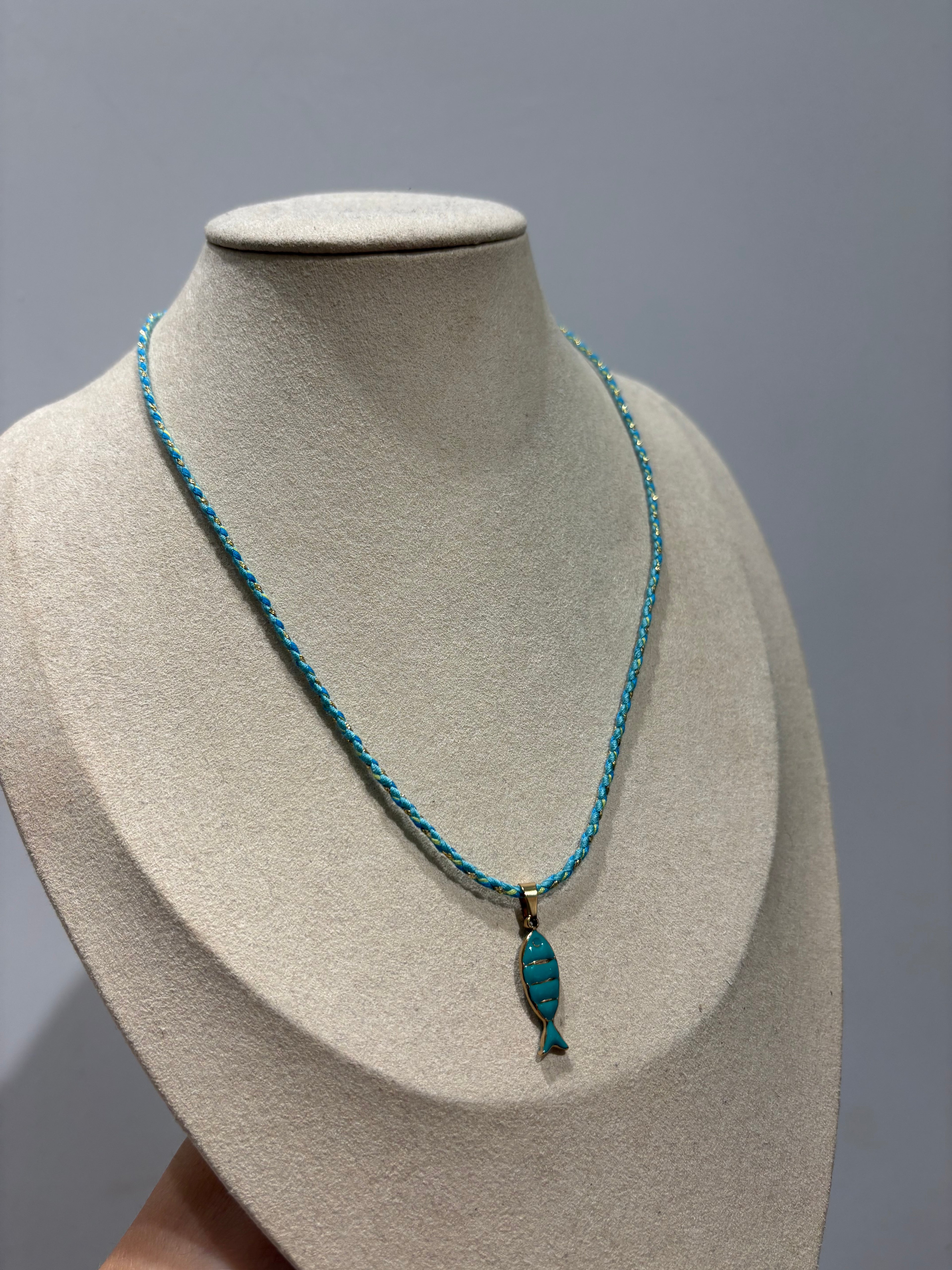 Collana cordoncino turchese