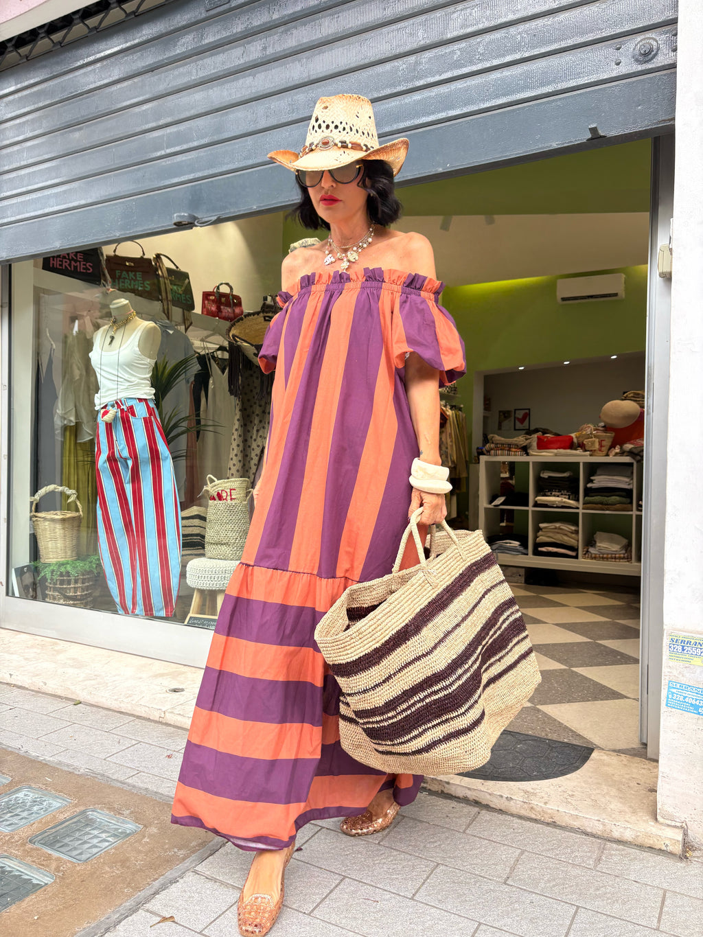 Abito maxi righe sunset 100% cotone