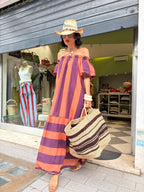 Abito maxi righe sunset 100% cotone