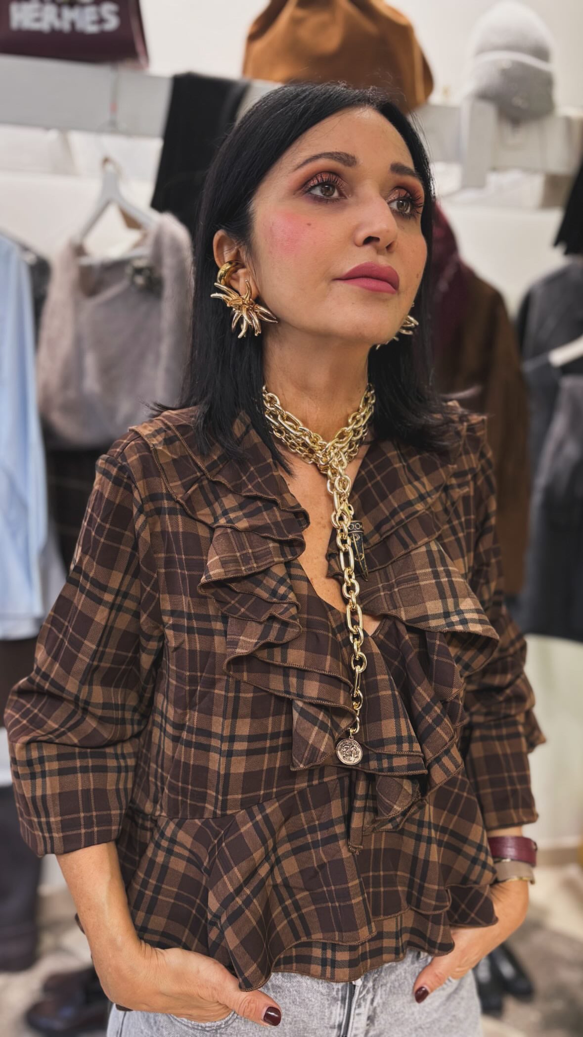 Blusa romantica check