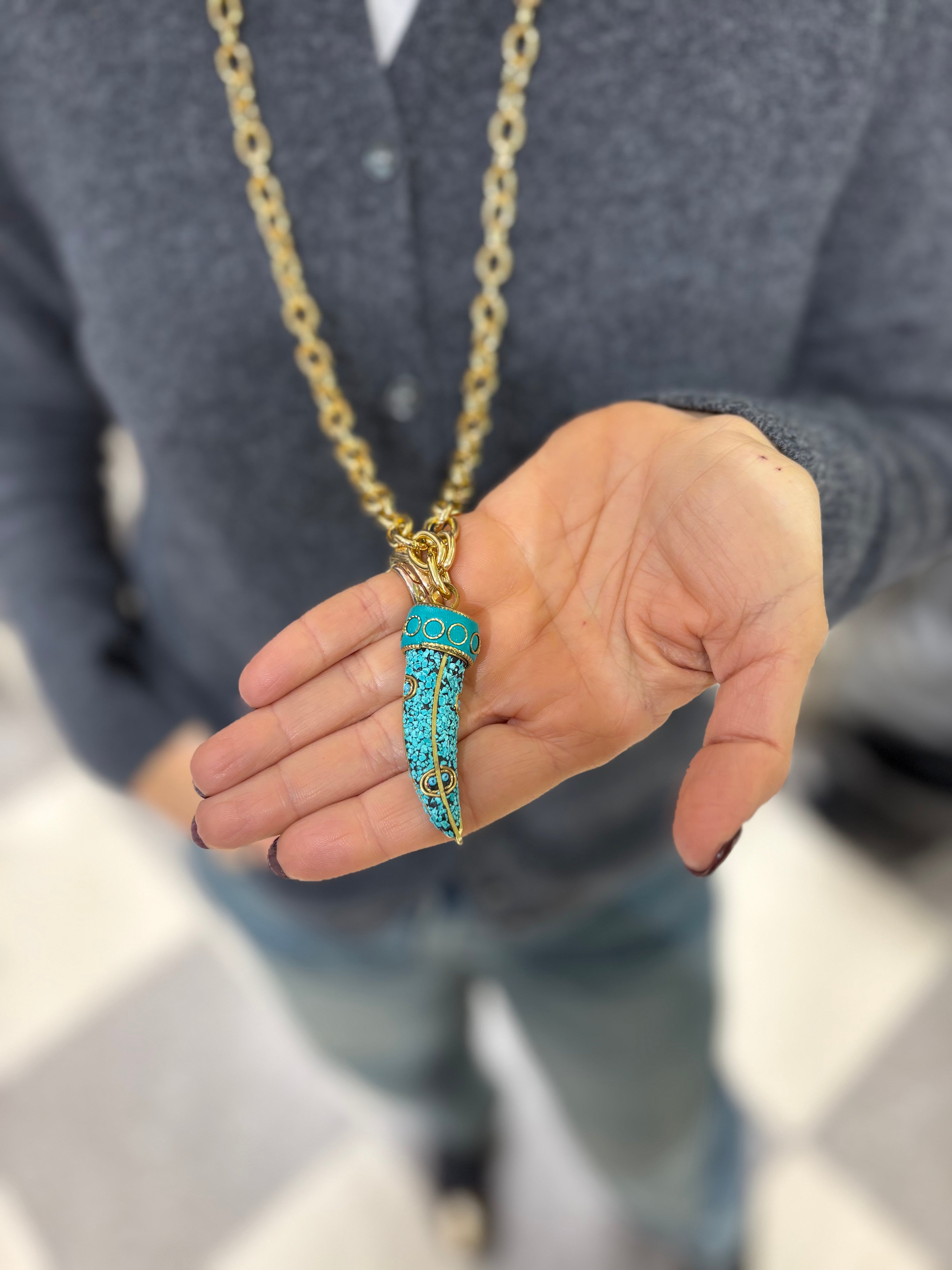 Collana corno turchese