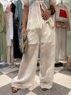 Pantalone palazzo ricamato avorio
