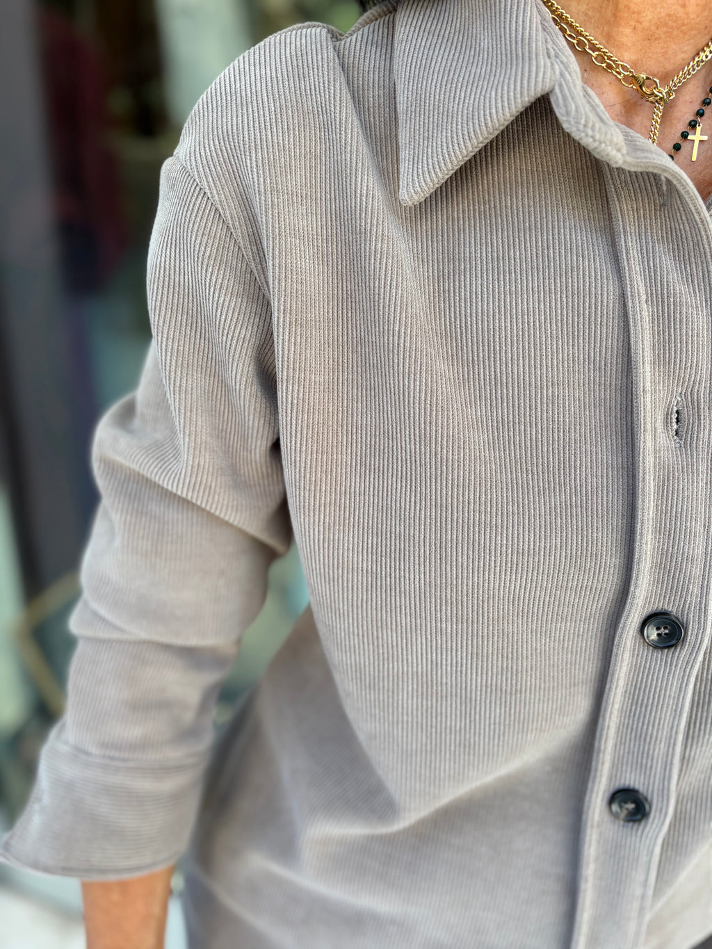 Camicia oversize in velluto a coste