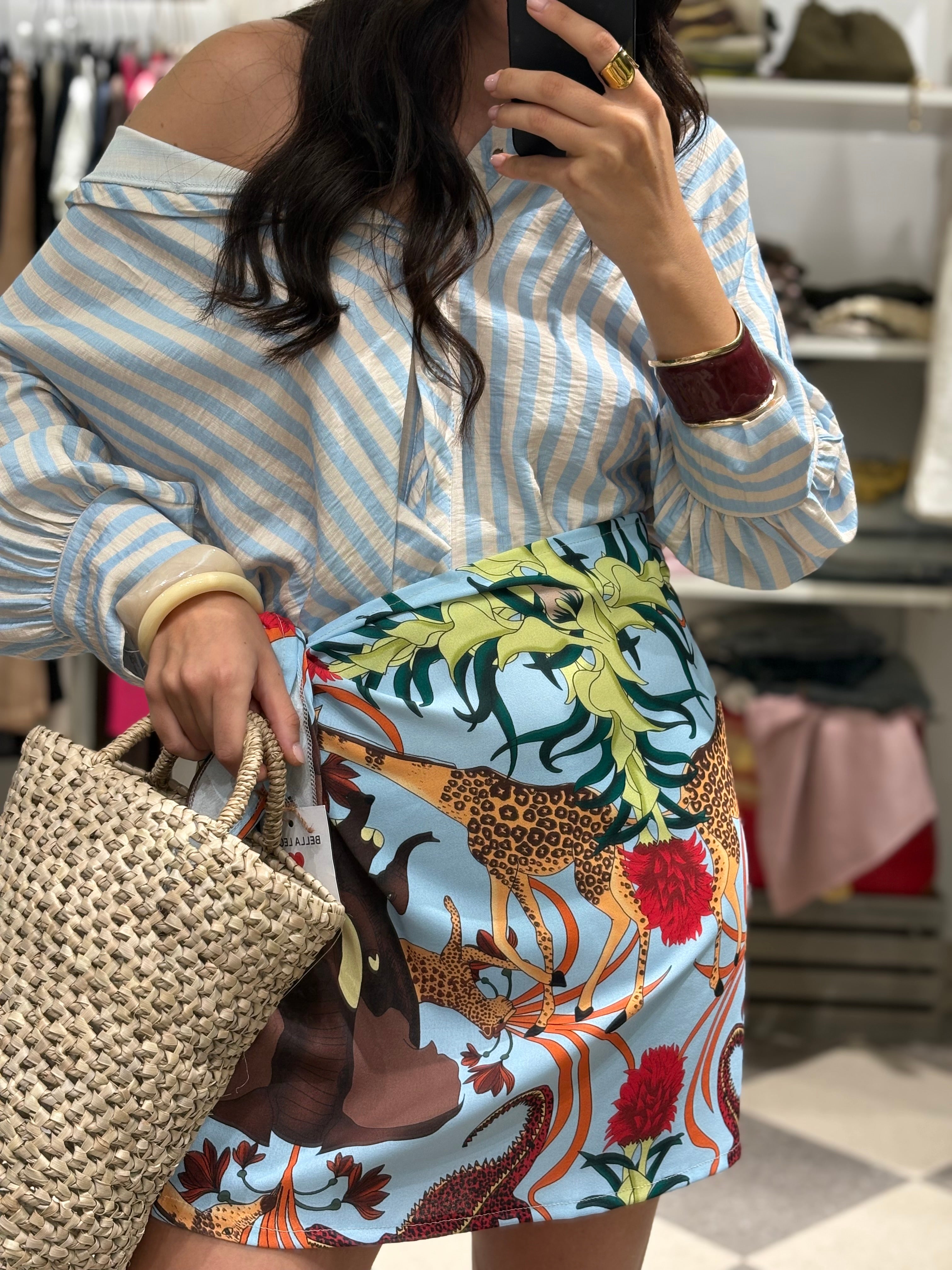 Coordinato Camicia Riga & Gonna Pareo Jungle