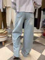 Motel | denim wide leg vita risvoltata