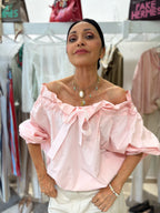 Blusa volant rosa cipria