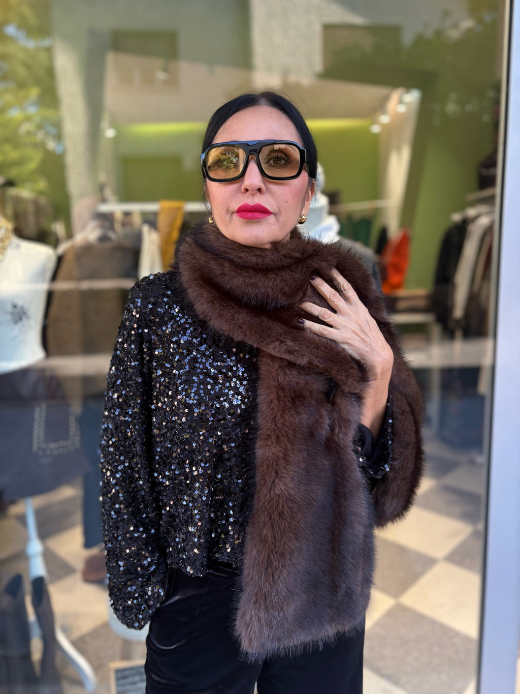 Blusa paillettes black