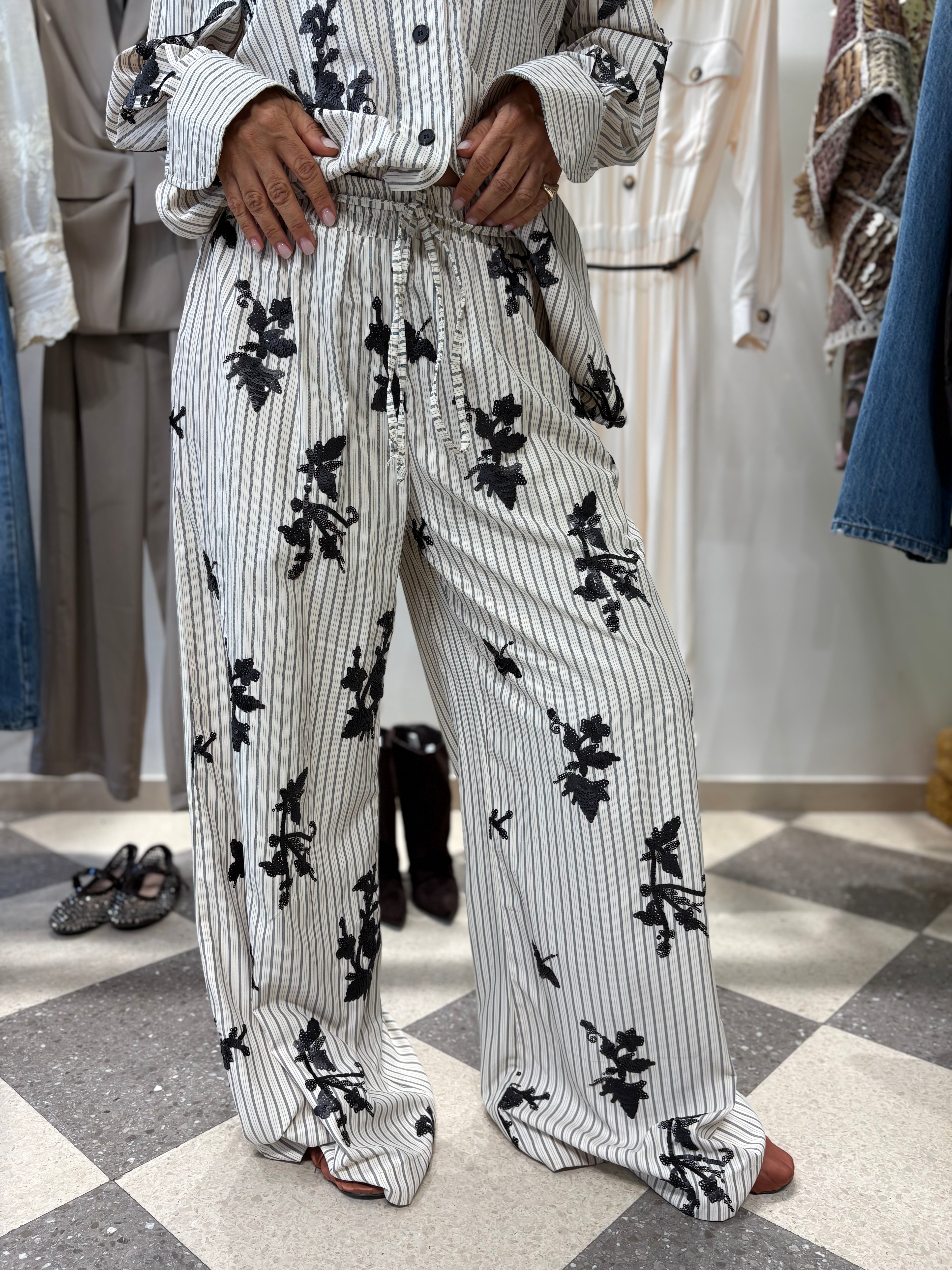 Pantalone palazzo ricamato