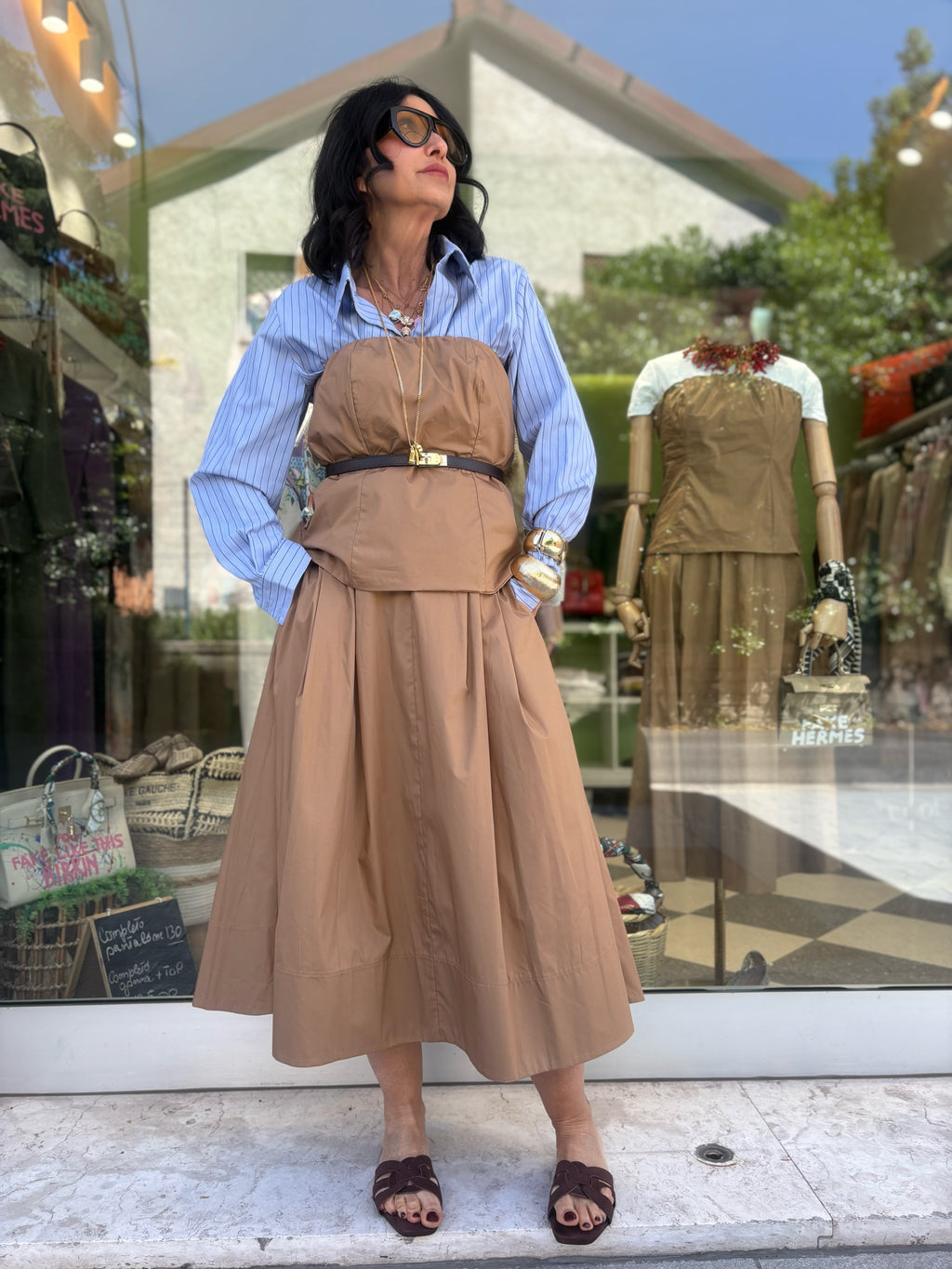 Coordinato caramello top e gonna