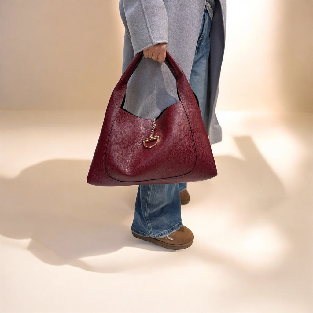 Maxi bag morsetto bordeaux