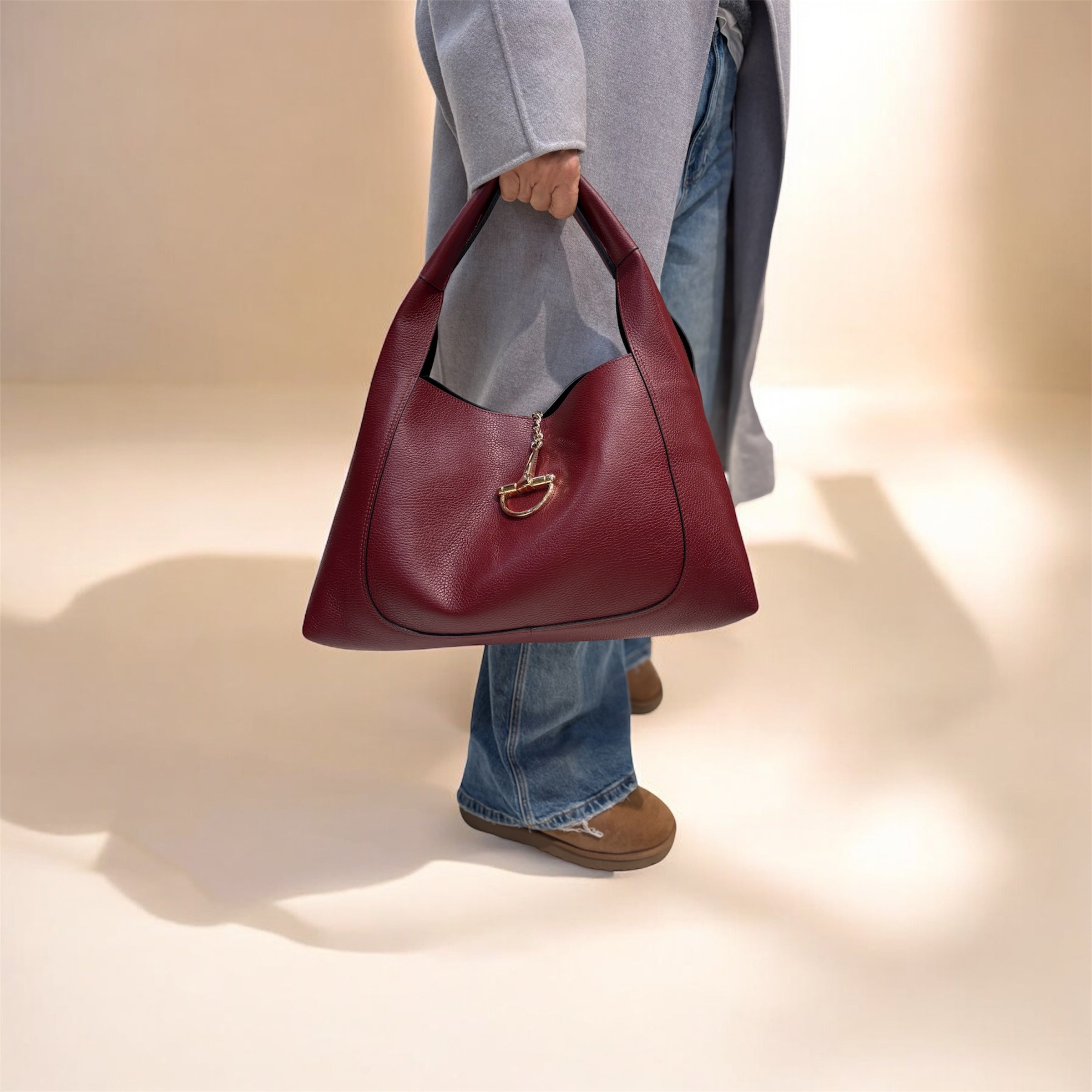 Maxi bag morsetto bordeaux