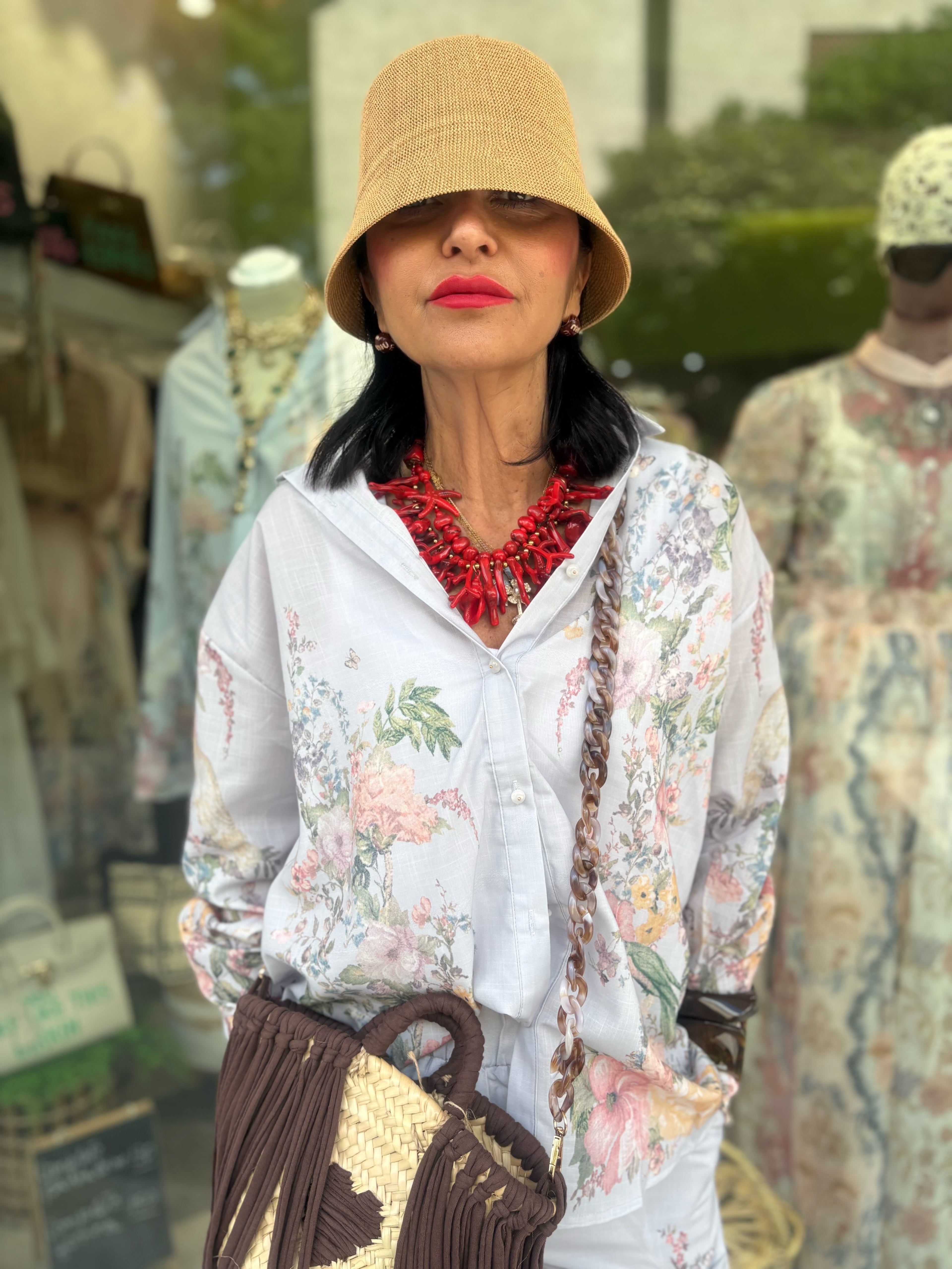 Coordinato fiori celeste polvere