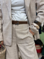 Motel | pantalone palazzo beige check