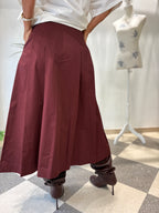 Gonna midi a pieghe bordeaux