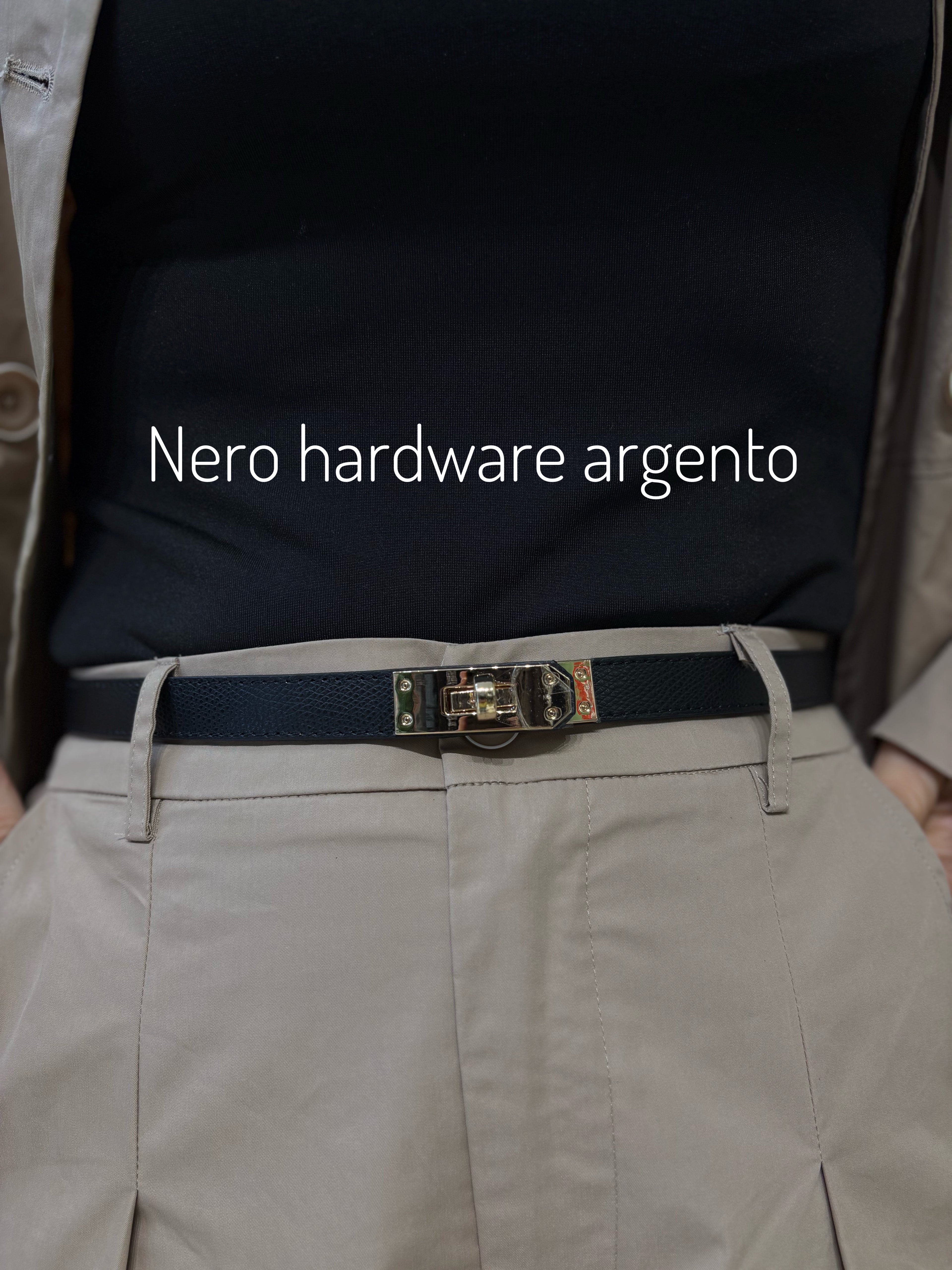 Cintura in vera pelle slim lock in