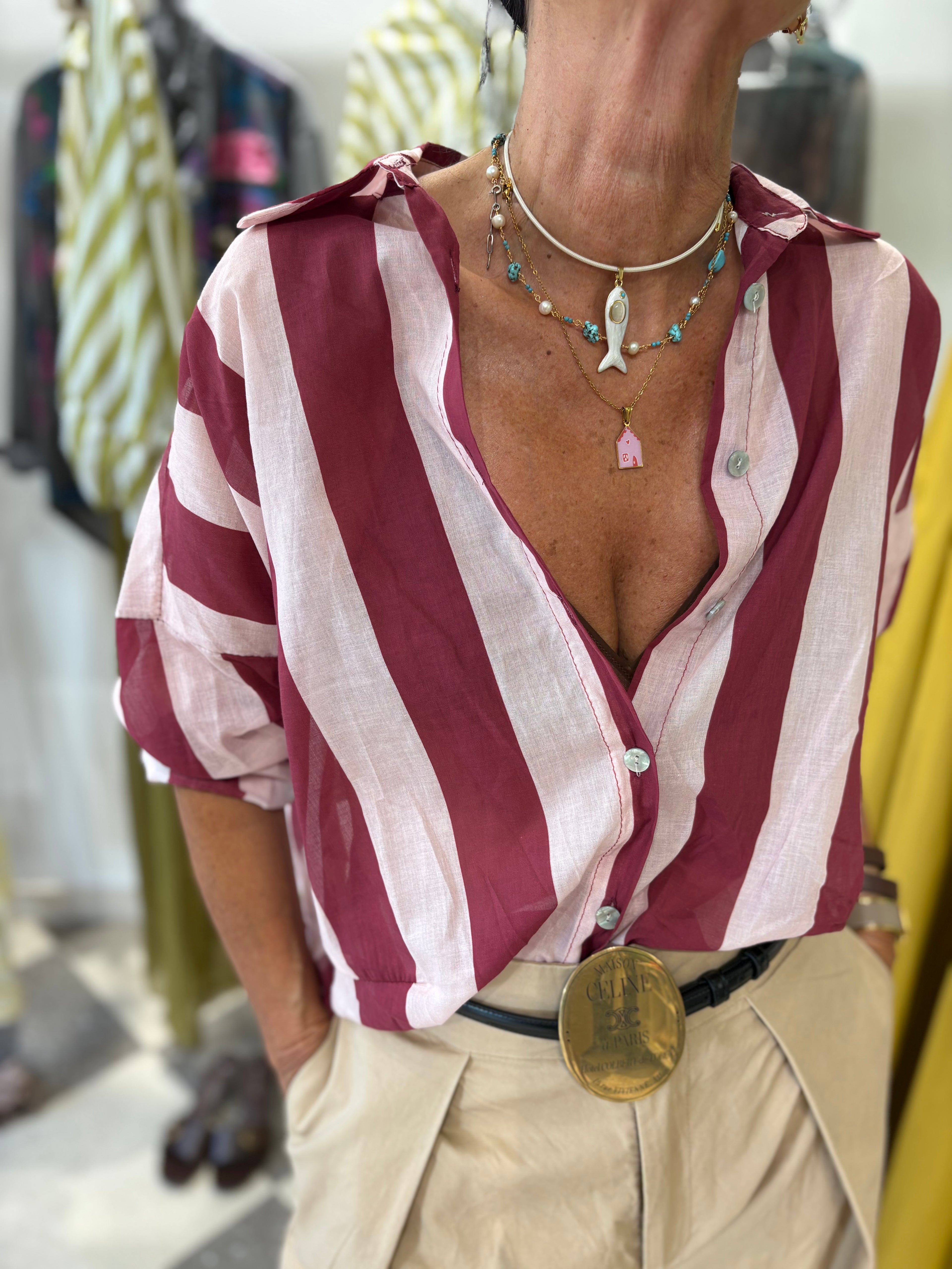 Camicia a righe in cotone