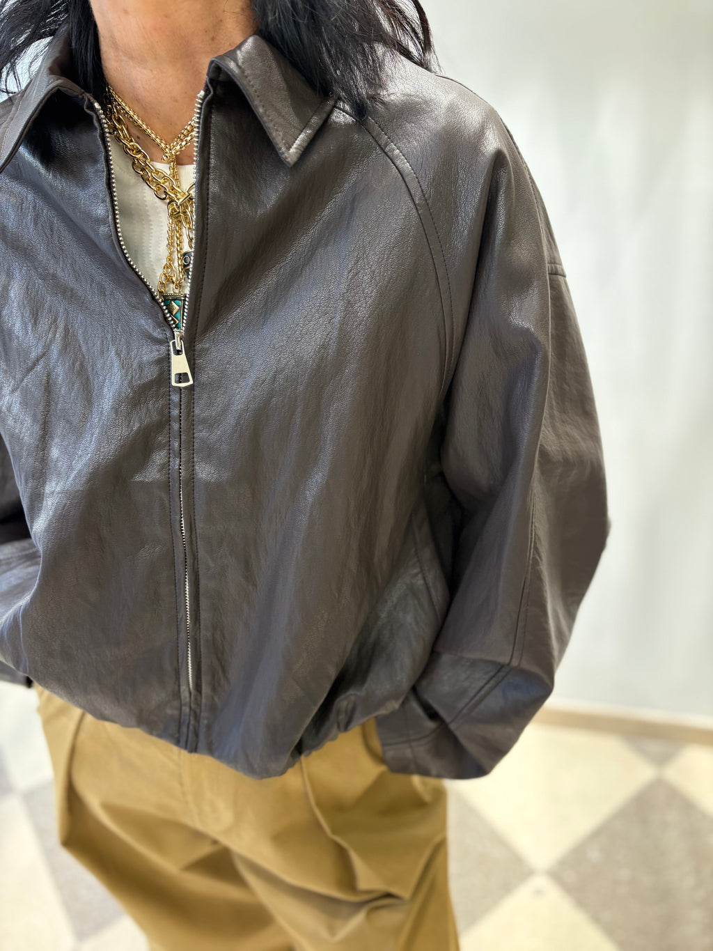 Bomber effetto pelle cioccolato