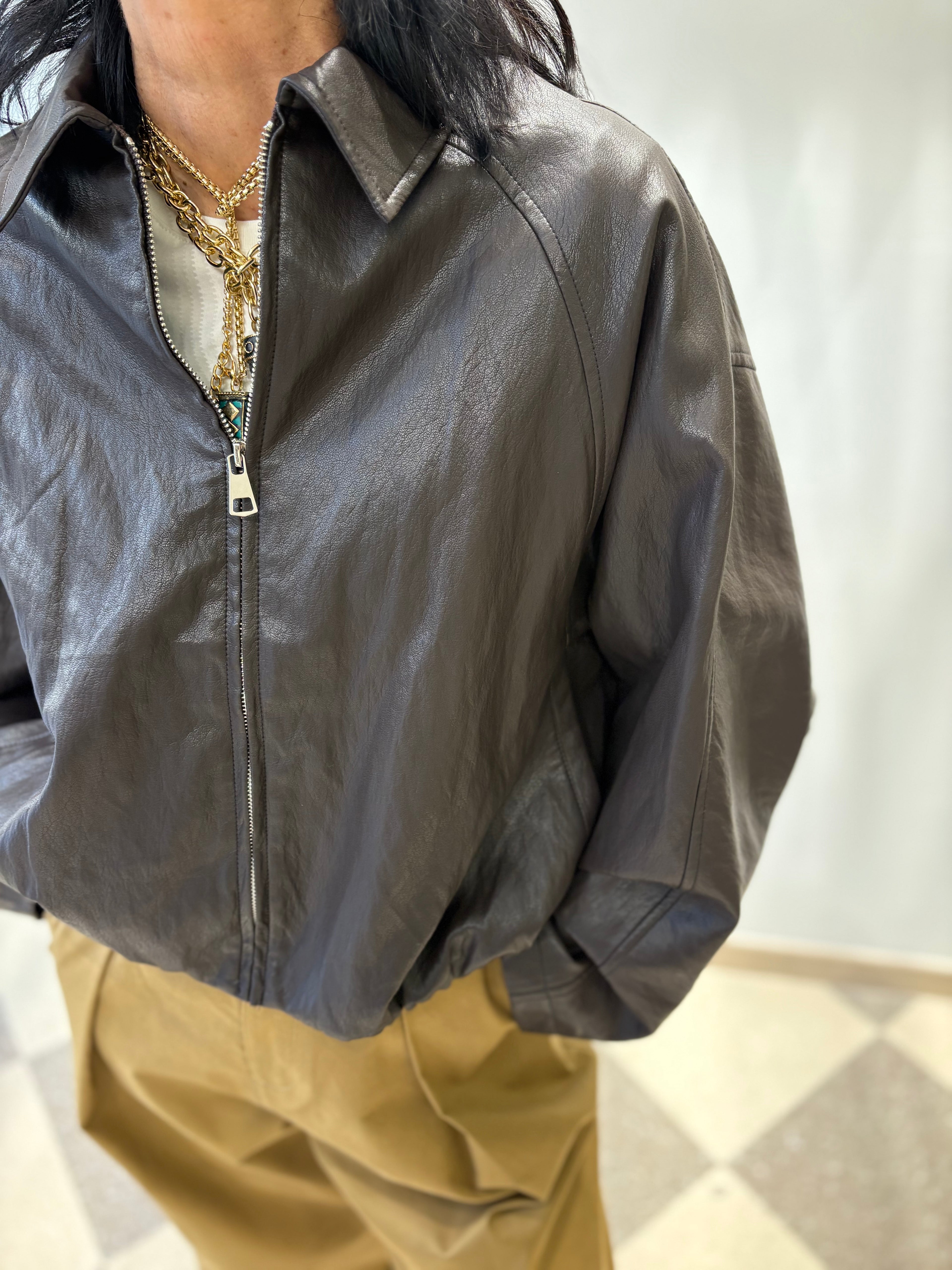 Bomber effetto pelle cioccolato