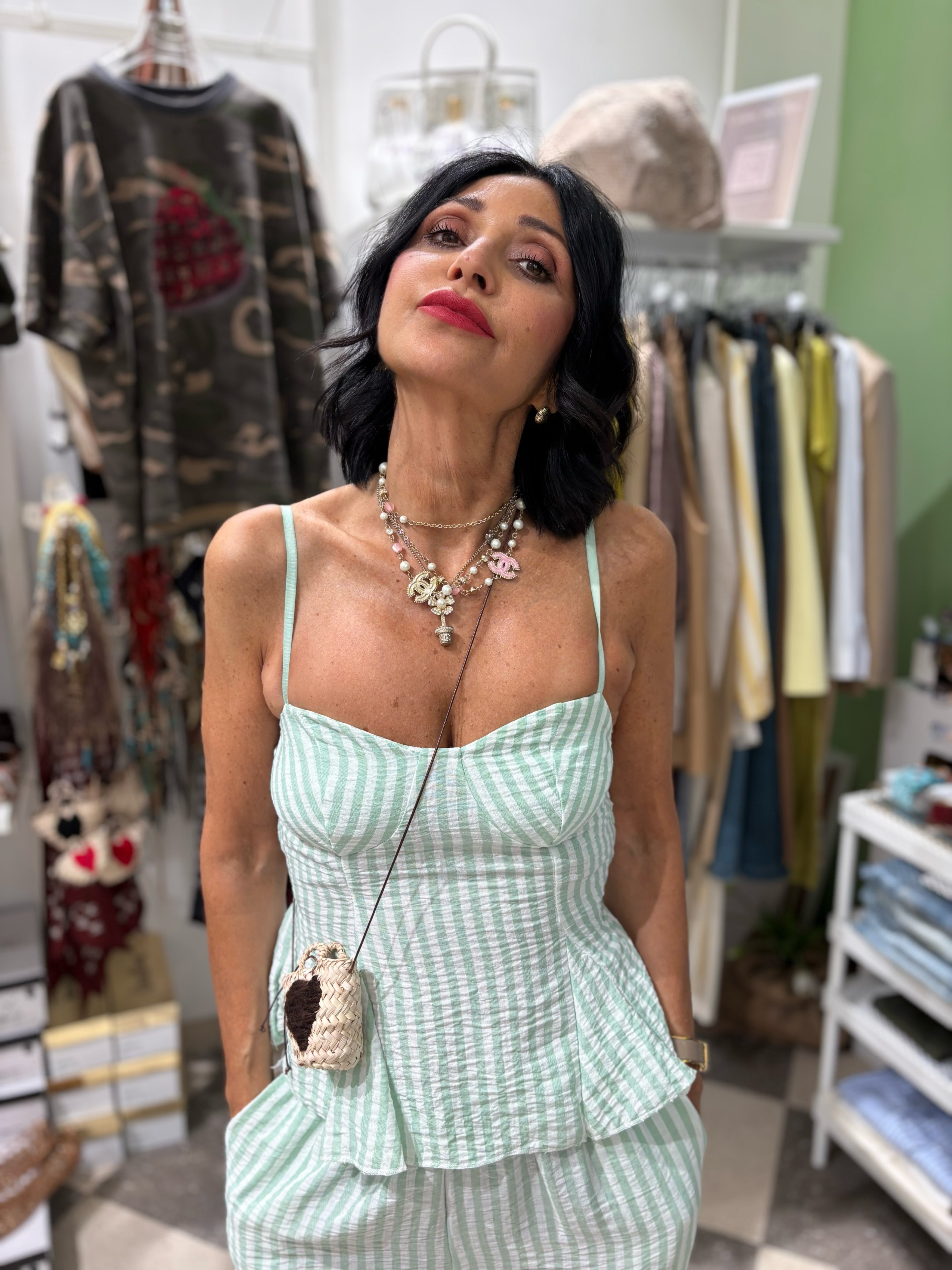 Coordinato top e pantalone a righe