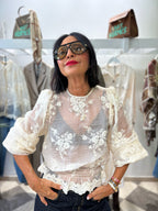 Blusa in pizzo ricamato