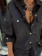 Camicia in ecopelle intrecciata