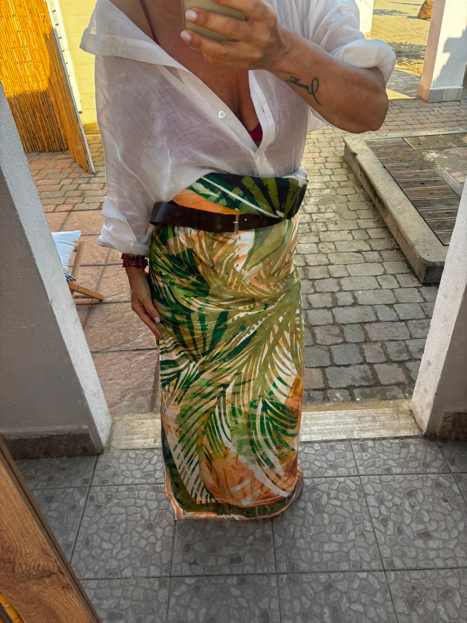 Pareo lungo stampa tropicale