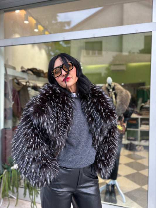 Eco pelliccia screziata a pelo lungo