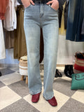 Denim straight leg vita alta