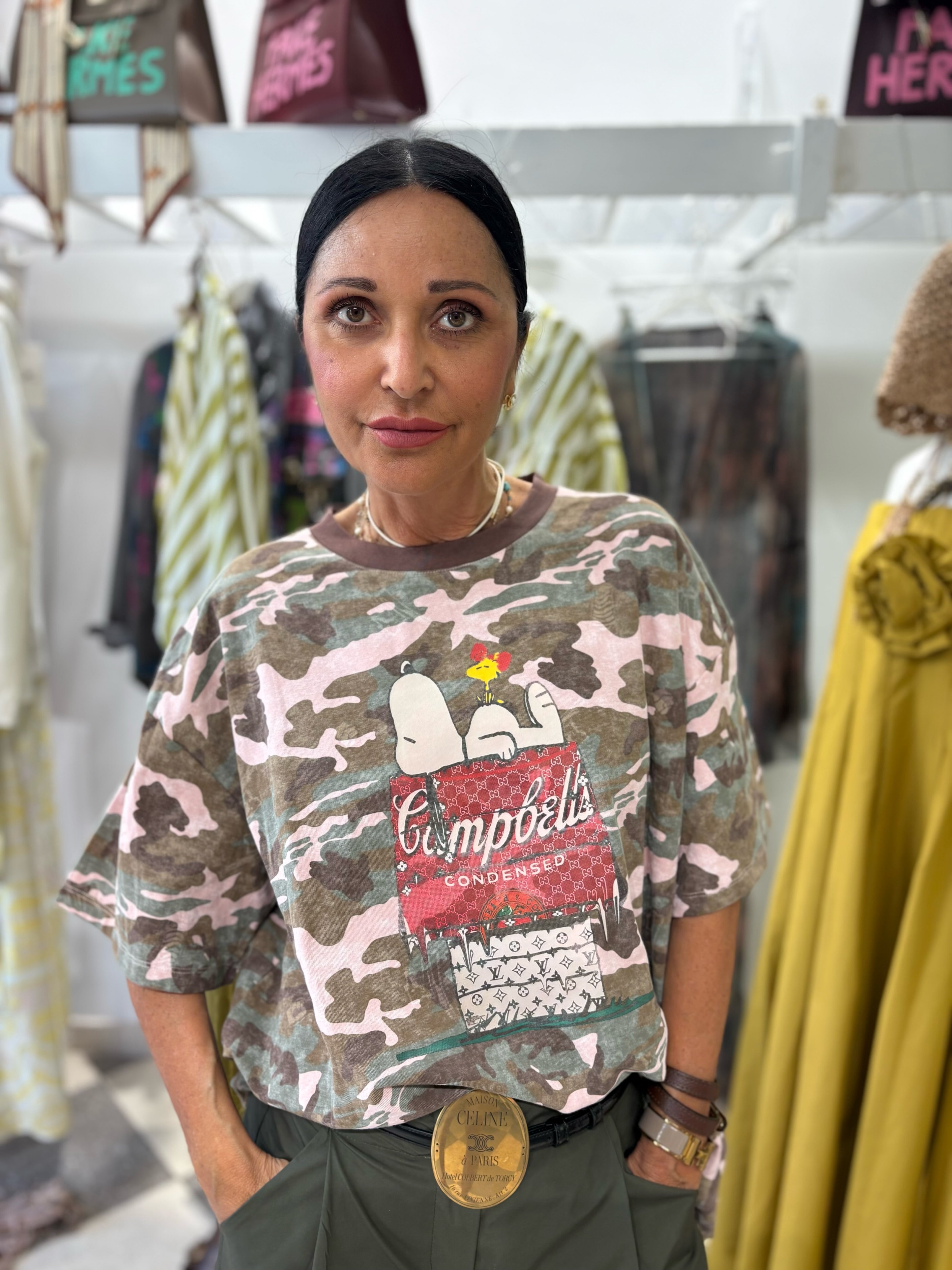 T-shirt custom Snoopy - base camo pink