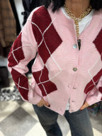 Cardigan rombi strawberry