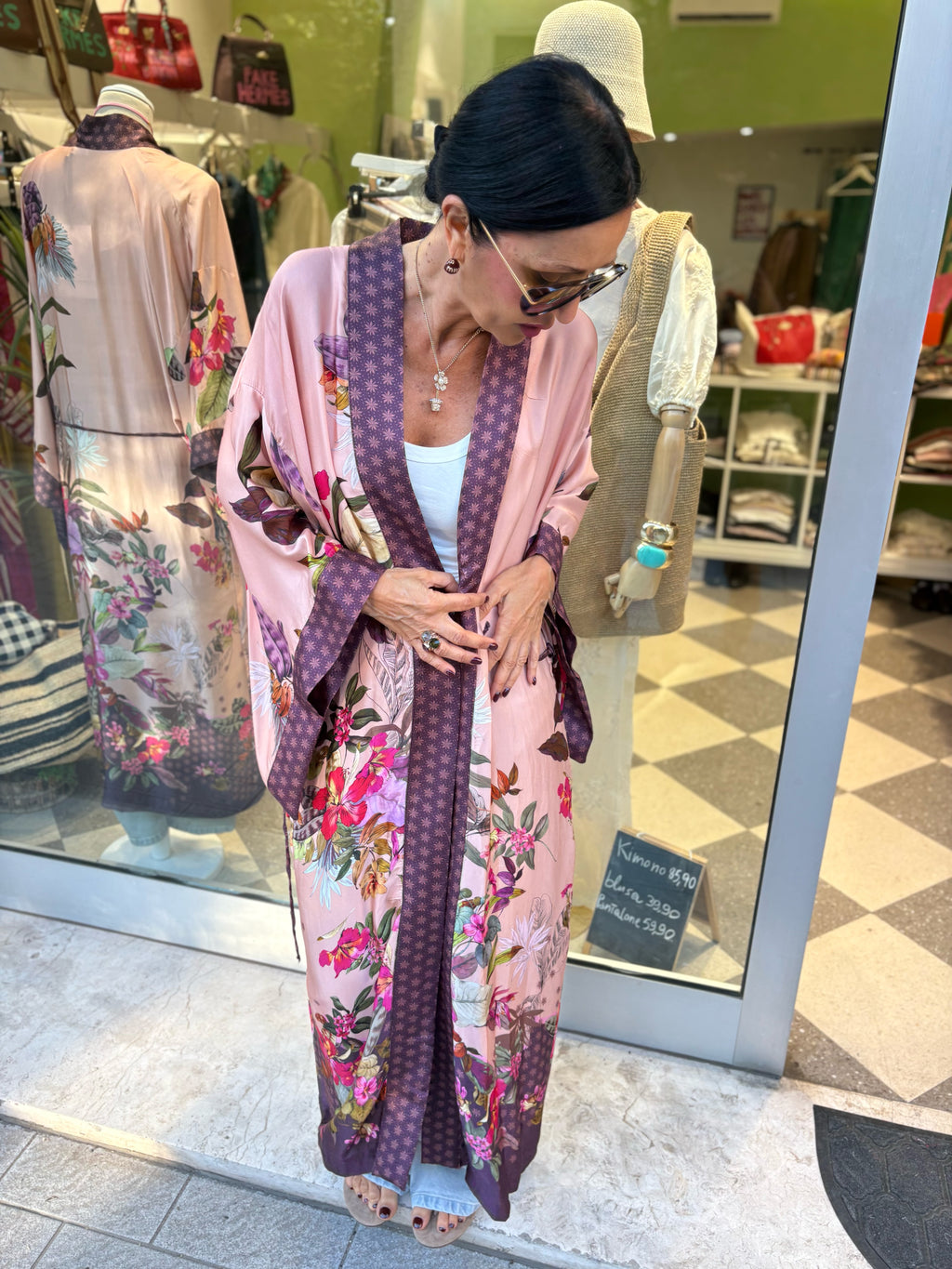 Kimono floral Rosa