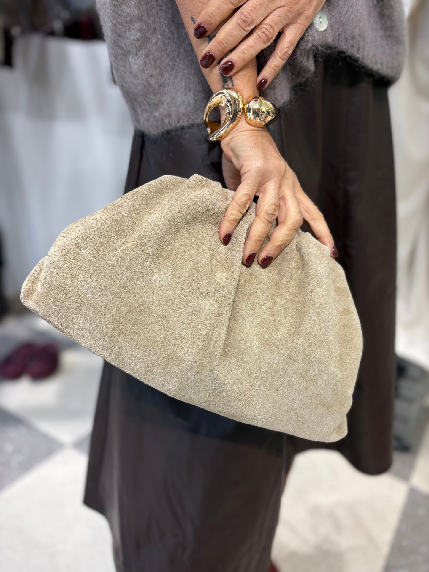 Maxi pochette in camoscio